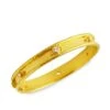 Stone Hammered 19K Yellow Gold & Diamond Flat Thin Bangle -Fashion Jewelry & Accessories 0400014619860 GOLD