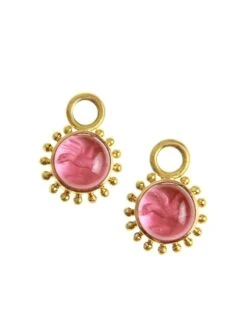 Venetian Glass Intaglio Pink 'Cabochon Tiny Griffin' Earring Charms