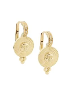 Sole 18K Yellow Gold & Diamond Drop Earrings