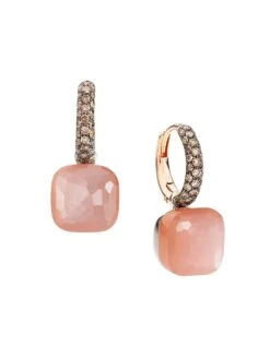 Pomellato 14K Rose Gold, Orange Diamond & Moonstone Drop Earrings