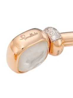 Pomellato Nudo 18K Rose Gold, White Topaz & Mother-Of-Pearl Cuff -Fashion Jewelry & Accessories 0400014656722 ROSEGOLD A2