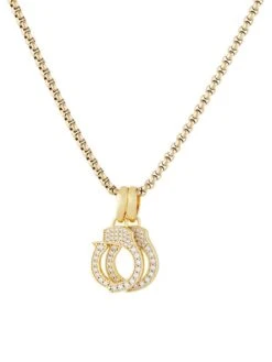 18K Gold-Plated & Cubic Zirconia Handcuff Pendant Necklace
