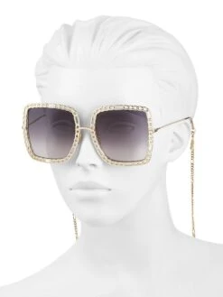 Gucci Chain 57MM Square Sunglasses -Fashion Jewelry & Accessories 0400014739692 A3