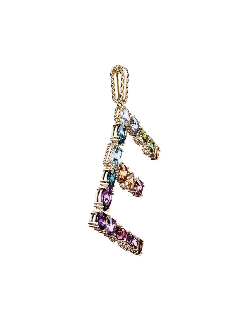 Dolce & Gabbana Rainbow Alphabet 18K Gold & Gemstone Initial E Pendant Necklace 5 Dolce & Gabbana Rainbow Alphabet 18K Gold & Gemstone Initial E Pendant Necklace - Image 3