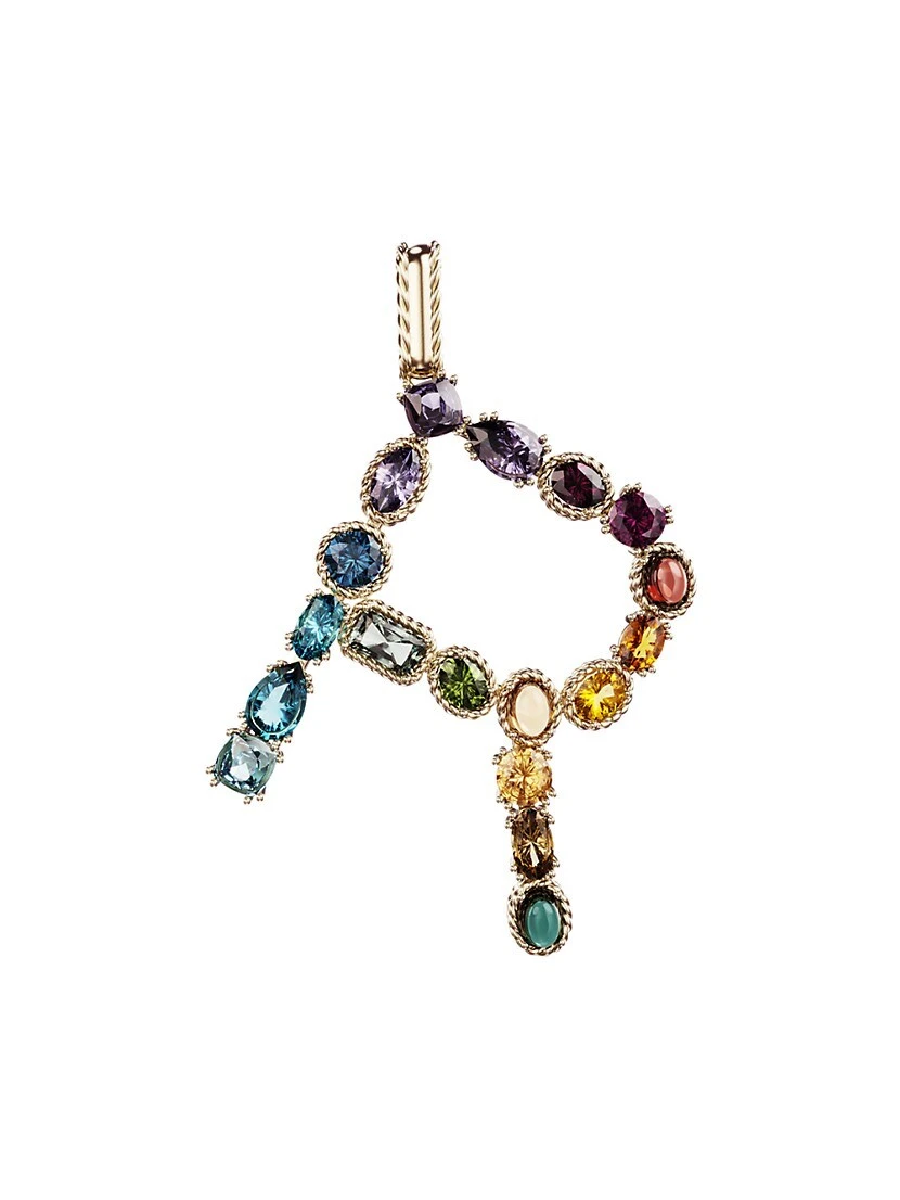 Dolce & Gabbana Rainbow Alphabet 18K Gold & Gemstone Initial R Pendant Necklace 4 Dolce & Gabbana Rainbow Alphabet 18K Gold & Gemstone Initial R Pendant Necklace - Image 2