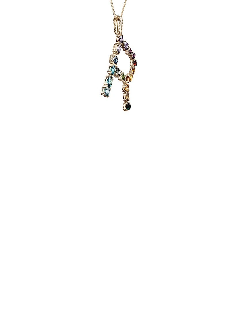 Dolce & Gabbana Rainbow Alphabet 18K Gold & Gemstone Initial R Pendant Necklace 5 Dolce & Gabbana Rainbow Alphabet 18K Gold & Gemstone Initial R Pendant Necklace - Image 3