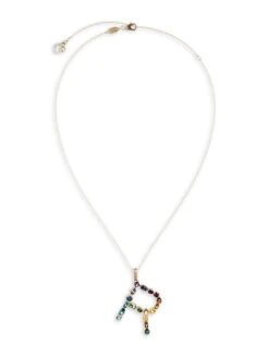 Dolce & Gabbana Rainbow Alphabet 18K Gold & Gemstone Initial R Pendant Necklace