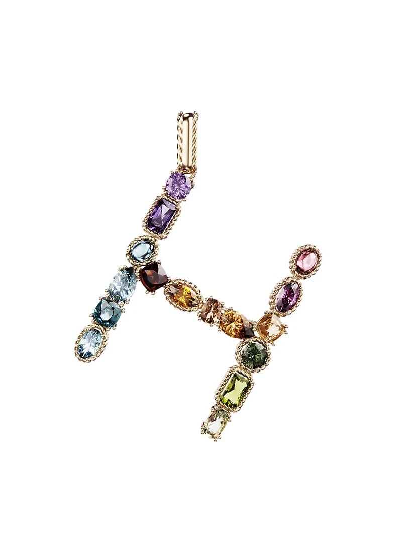 Dolce & Gabbana Rainbow Alphabet 18K Gold & Gemstone Initial H Pendant Necklace 4 Dolce & Gabbana Rainbow Alphabet 18K Gold & Gemstone Initial H Pendant Necklace - Image 2