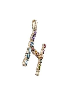 Dolce & Gabbana Rainbow Alphabet 18K Gold & Gemstone Initial H Pendant Necklace 7 Dolce & Gabbana Rainbow Alphabet 18K Gold & Gemstone Initial H Pendant Necklace -Fashion Jewelry & Accessories 0400014754178 A2