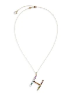 Dolce & Gabbana Rainbow Alphabet 18K Gold & Gemstone Initial H Pendant Necklace