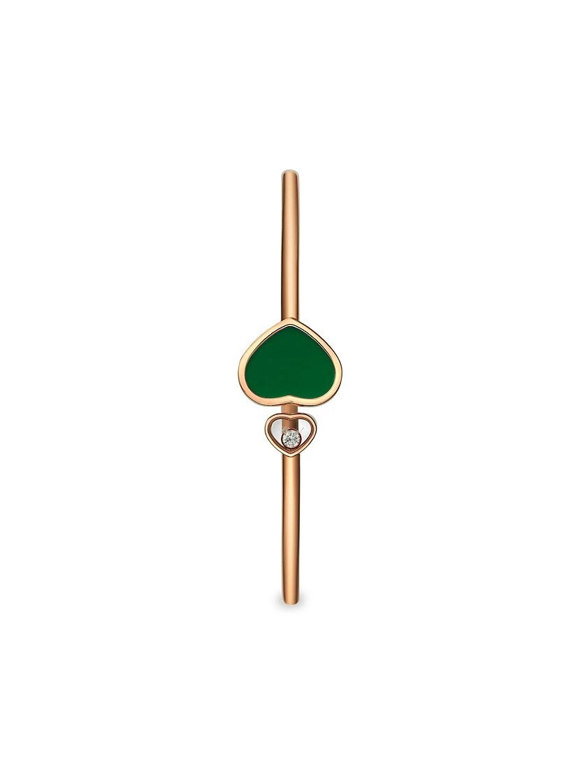 Chopard Happy Hearts 18K Rose Gold, Diamond & Green Agate Bangle 4 Chopard Happy Hearts 18K Rose Gold, Diamond & Green Agate Bangle - Image 2