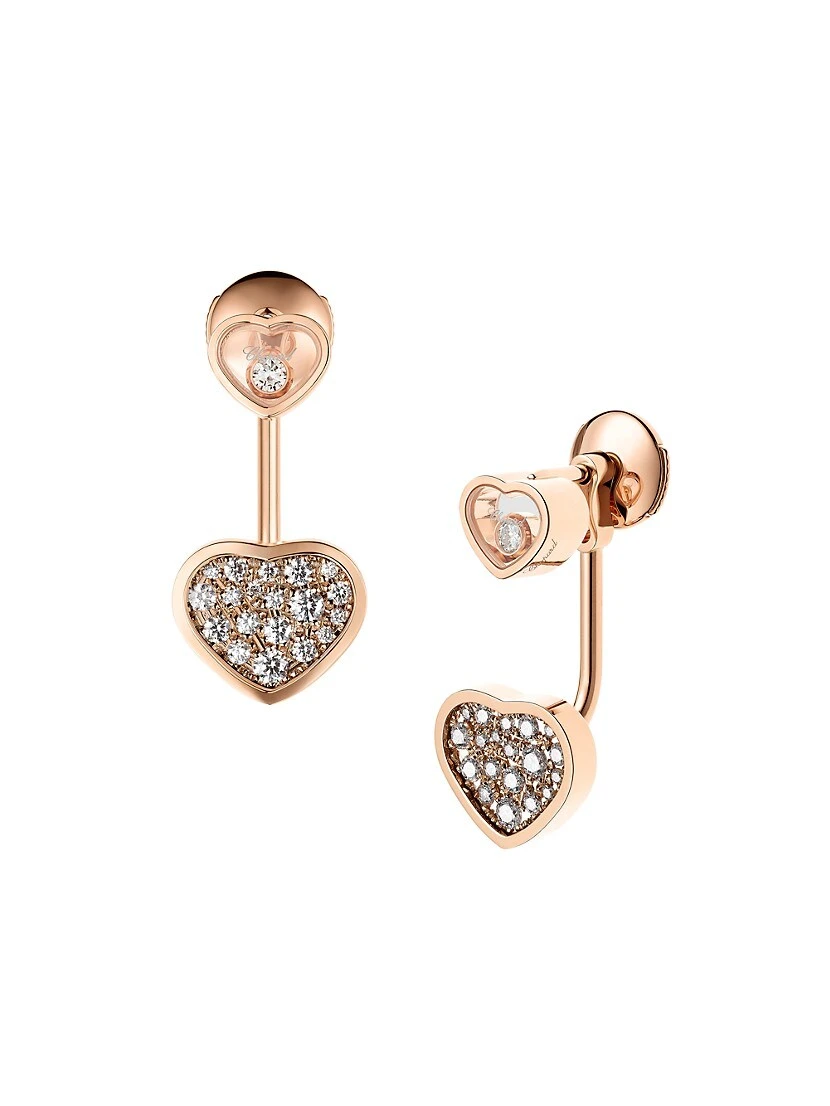 Chopard Happy Hearts 18K Rose Gold & Diamond Ear Jackets 3 Chopard Happy Hearts 18K Rose Gold & Diamond Ear Jackets
