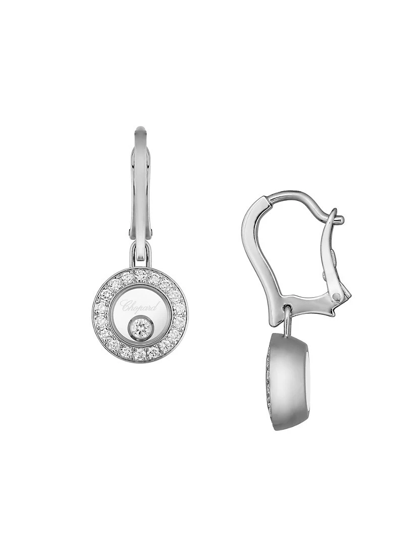 Chopard Happy Hearts 18K White Gold & Diamond Round Drop Earrings 4 Chopard Happy Hearts 18K White Gold & Diamond Round Drop Earrings - Image 2