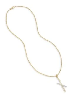 Signature 18K Yellow & White Gold Diamond X Necklace 6 Signature 18K Yellow & White Gold Diamond X Necklace -Fashion Jewelry & Accessories 0400014785491 A1