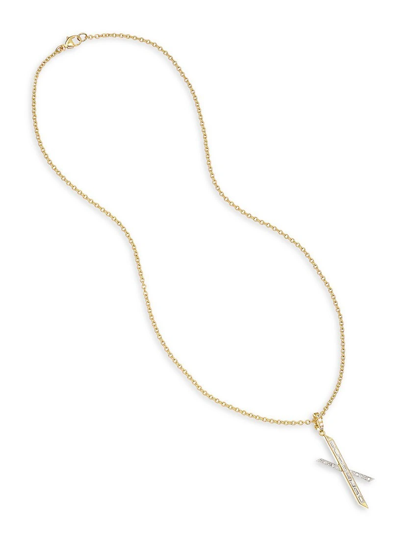 Signature 18K Yellow & White Gold Diamond X Necklace 4 Signature 18K Yellow & White Gold Diamond X Necklace - Image 2
