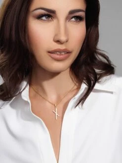 Signature 18K Yellow & White Gold Diamond X Necklace 7 Signature 18K Yellow & White Gold Diamond X Necklace -Fashion Jewelry & Accessories 0400014785491 A2