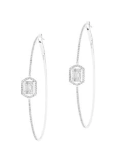 Eclat 18K White Gold & Diamond Hoop Earrings