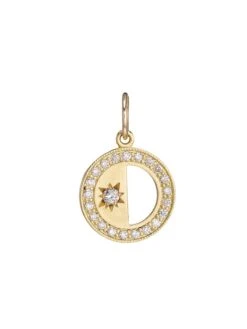 Half-Moon 18K Yellow Gold & Diamond Pendant Necklace