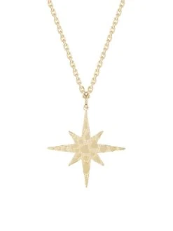 14K Yellow Gold Starburst Nugget Pendant Necklace
