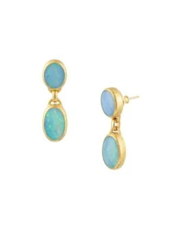 Rune Paradiso 24K Yellow Gold & Opal Double-Drop Earrings