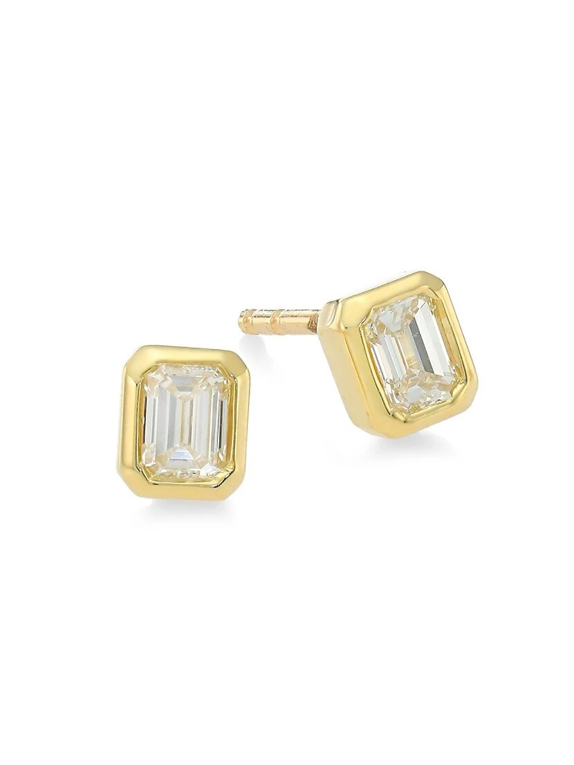 Tiny Treasures 18K Yellow Gold & Diamond Stud Earrings 3 Tiny Treasures 18K Yellow Gold & Diamond Stud Earrings