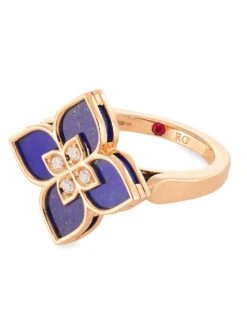 Venetian Princess 18K Rose Gold, Lapis Lazuli & Diamond Ring -Fashion Jewelry & Accessories 0400014888920 A3