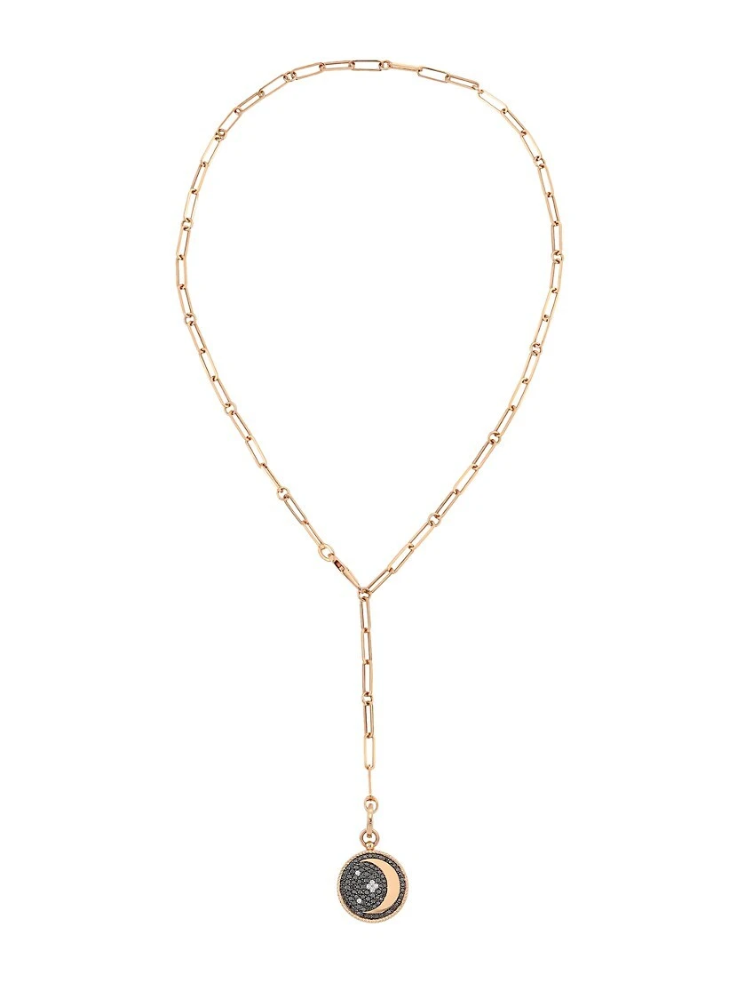 18K Yellow Gold & Diamond Moon & Star Lariat Necklace 3 18K Yellow Gold & Diamond Moon & Star Lariat Necklace