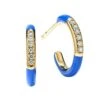 Carnevale 18K Gold, Ceramic & Diamond Huggie Hoop Earrings -Fashion Jewelry & Accessories 0400014919885 BLUE