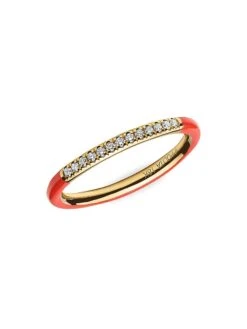 Stardust 18K Yellow Gold, Red Ceramic & Diamond Ring