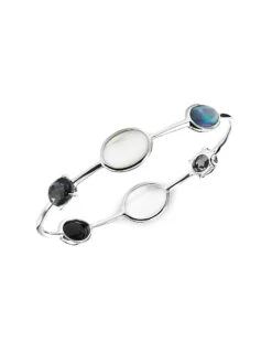 Luce Sterling Silver & 6-Stone Bangle
