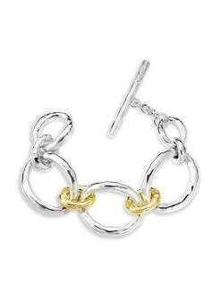 Chimera Sterling Silver & 18K Gold Classico Sculptured Large Link Toggle Bracelet