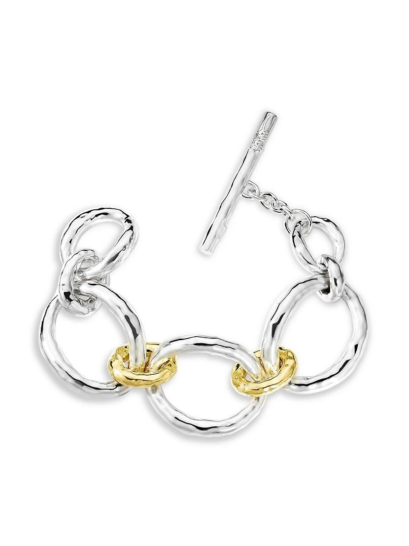 Chimera Sterling Silver & 18K Gold Classico Sculptured Large Link Toggle Bracelet 3 Chimera Sterling Silver & 18K Gold Classico Sculptured Large Link Toggle Bracelet