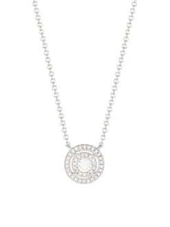 14K White Gold & 0.22 TCW Diamond Round Pendant Necklace