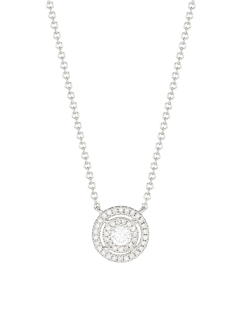 14K White Gold & 0.22 TCW Diamond Round Pendant Necklace 3 14K White Gold & 0.22 TCW Diamond Round Pendant Necklace