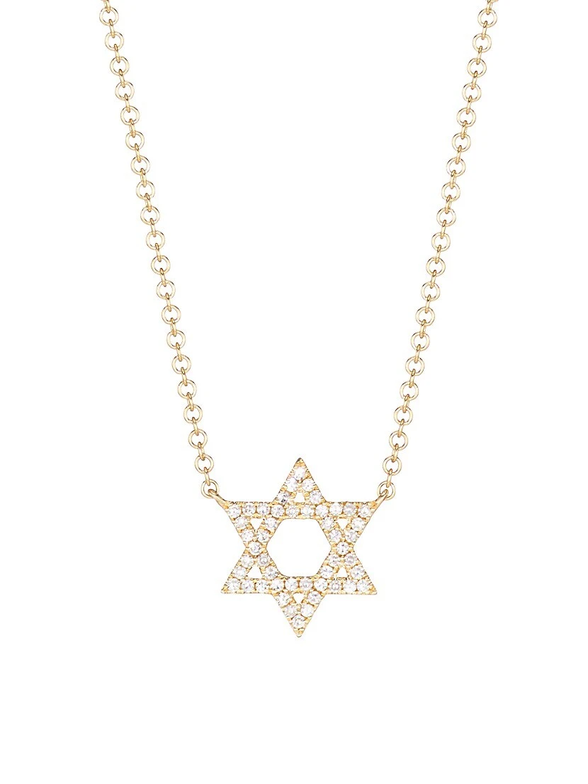 14K Yellow Gold & 0.11 TCW Diamond Star Of David Pendant Necklace 3 14K Yellow Gold & 0.11 TCW Diamond Star Of David Pendant Necklace