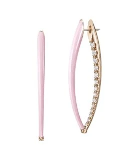 Cristina Large 18K Pink Gold, Pink Enamel & 0.92 TCW Diamond Hoop Earrings
