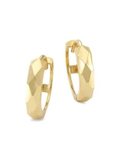 14K Gold Huggie Hoop Earrings
