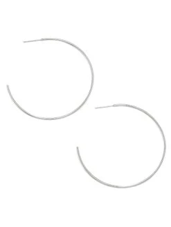 14K White Gold Open Hoop Earrings