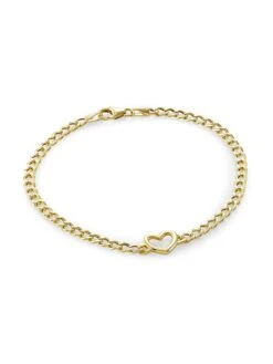 14K Gold Heart Charm Bracelet