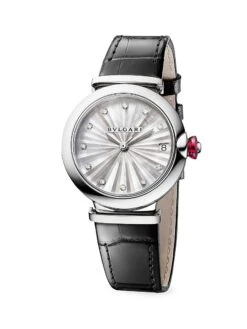 Bvlgari Lvcea Stainless Steel & Diamond Alligator-Strap Watch