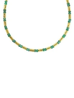 Vertigo 24K Gold, 22K Gold & Emerald Beaded Necklace 5 Vertigo 24K Gold, 22K Gold & Emerald Beaded Necklace -Fashion Jewelry & Accessories 0400014977697 A1