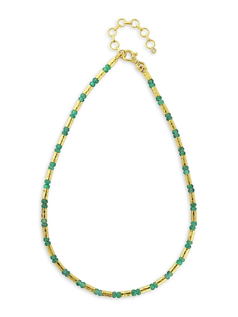 Vertigo 24K Gold, 22K Gold & Emerald Beaded Necklace 3 Vertigo 24K Gold, 22K Gold & Emerald Beaded Necklace