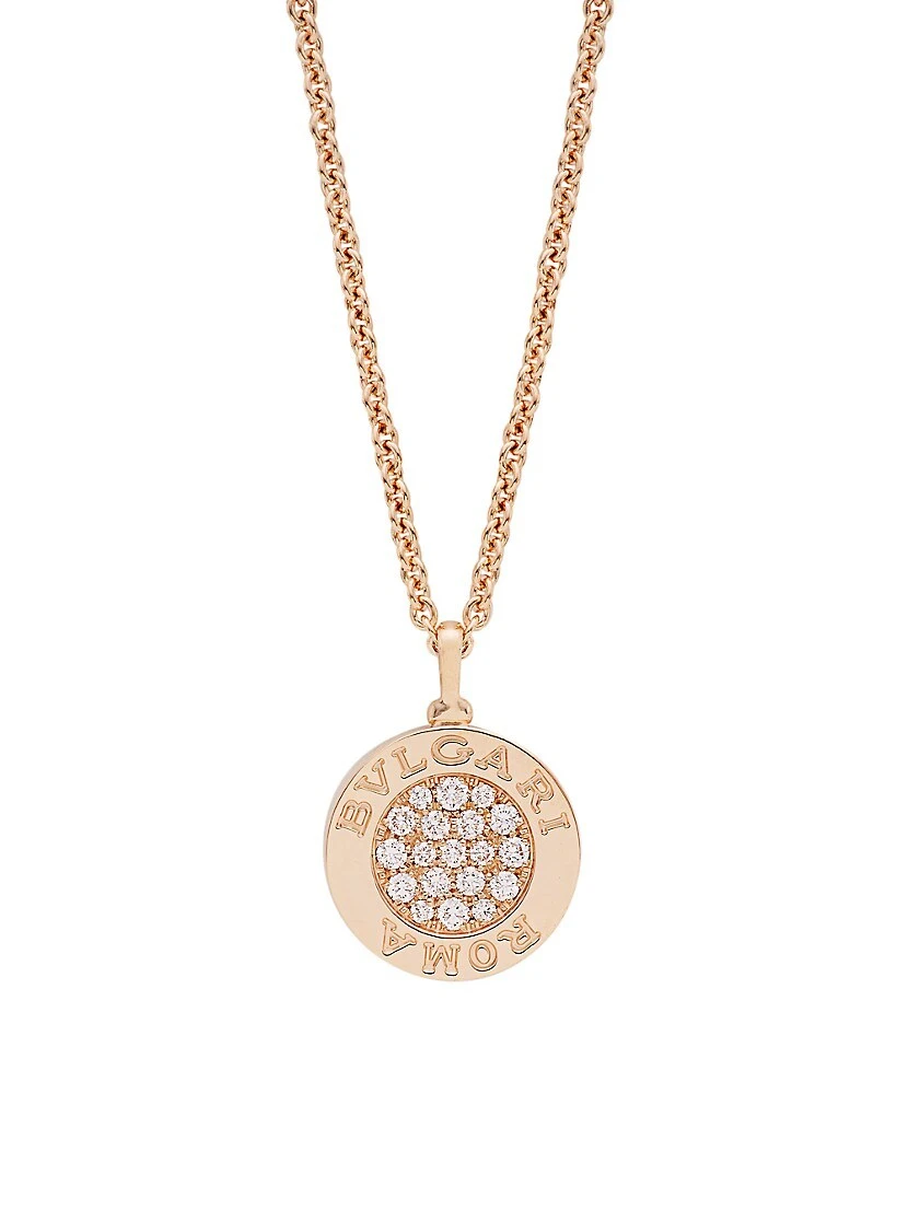 Bvlgari 18K Rose Gold, Mother-Of-Pearl & Diamond Pendant Necklace 3 Bvlgari 18K Rose Gold, Mother-Of-Pearl & Diamond Pendant Necklace