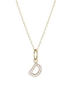 14K Yellow Gold & Diamond Initial Pendant Necklace