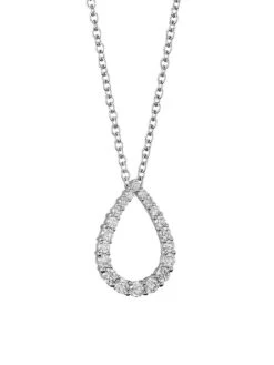 14K White Gold & 0.50 TCW Diamond Teardrop Pendant Necklace