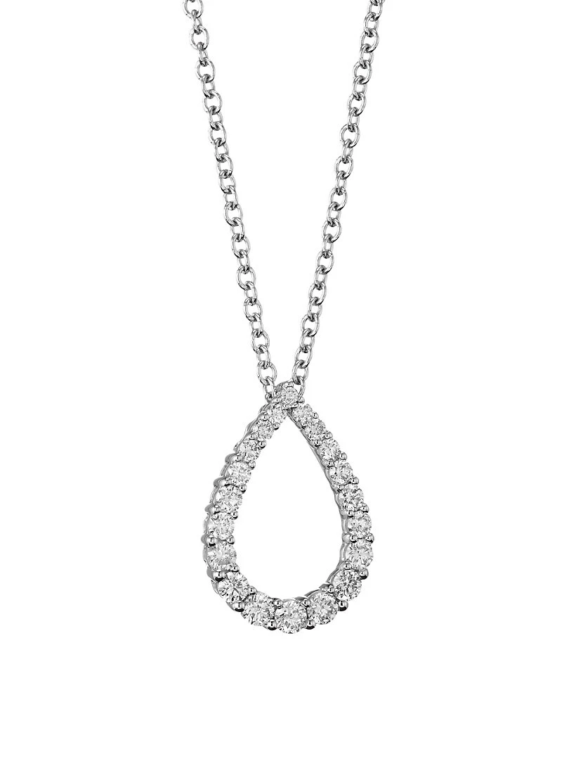 14K White Gold & 0.50 TCW Diamond Teardrop Pendant Necklace 3 14K White Gold & 0.50 TCW Diamond Teardrop Pendant Necklace