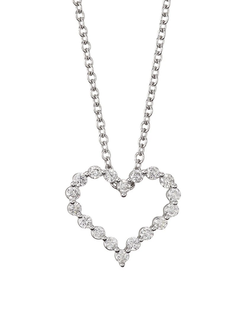 14K White Gold & 0.5 TCW Diamond Open Heart Pendant Necklace 3 14K White Gold & 0.5 TCW Diamond Open Heart Pendant Necklace