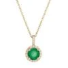 14K Yellow Gold, 0.10 TCW Diamond & Emerald Pendant Necklace -Fashion Jewelry & Accessories 0400015155297 YELLOWGOLD