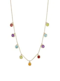 14K Yellow Gold & Multi-Stone Charm Necklace