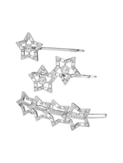 Stella Swarovski Crystal Rhodium-Plated 3-Piece Hairpin Set